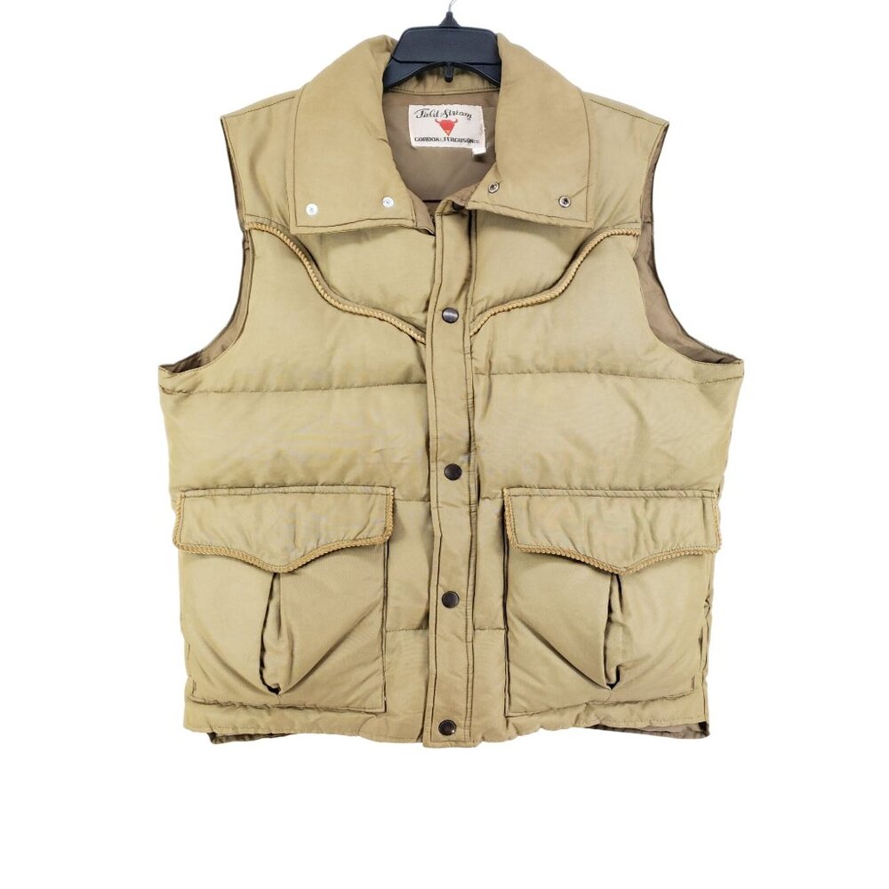 Field & Stream Gordon & Ferguson Tan Puffer Vest Mens Large Down Feathers Vintag